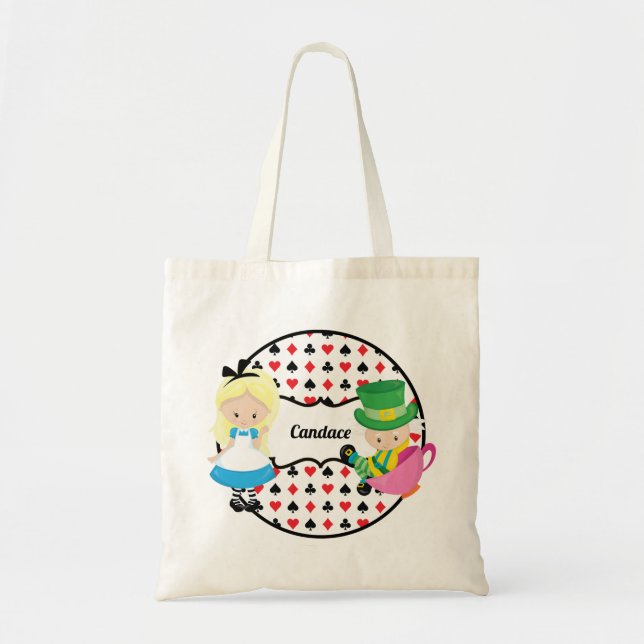 Alice in Wonderland Cute Custom Children's Book Tote Bag (Front)