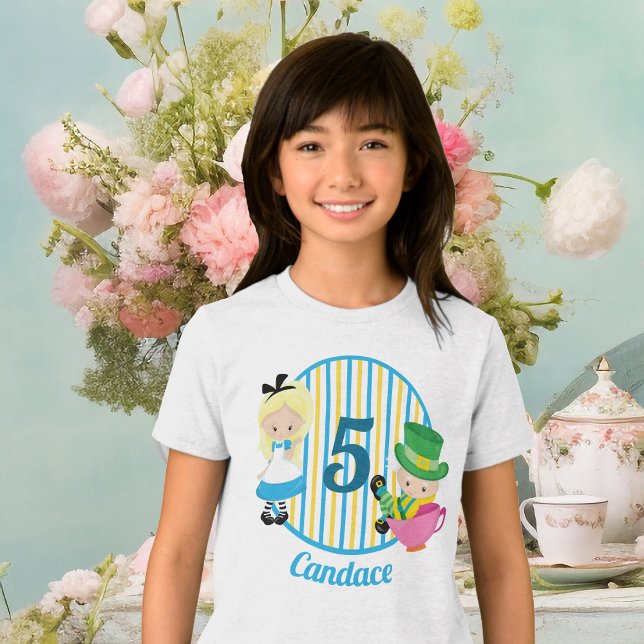 Alice in Wonderland Cute Custom Girls Birthday Tri-Blend Shirt (Creator Uploaded)