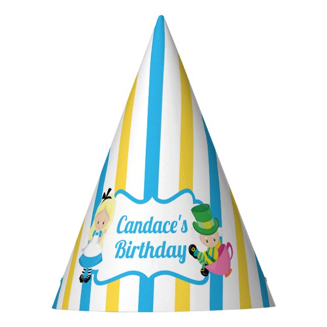 Alice in Wonderland Cute Custom Kids Book Birthday Party Hat (Front)