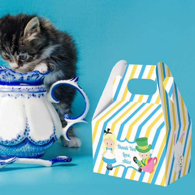 Alice in Wonderland Cute Kids Birthday Party Blue Favour Box (Creator Uploaded)