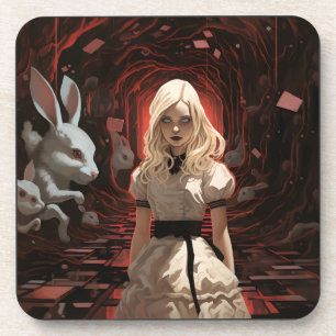 Alice in Wonderland Dark Surrealistic Coaster