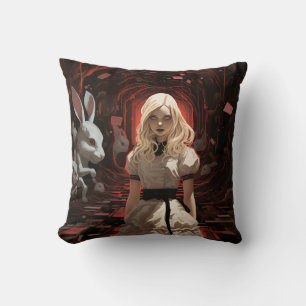 Alice in Wonderland Dark Surrealistic Cushion