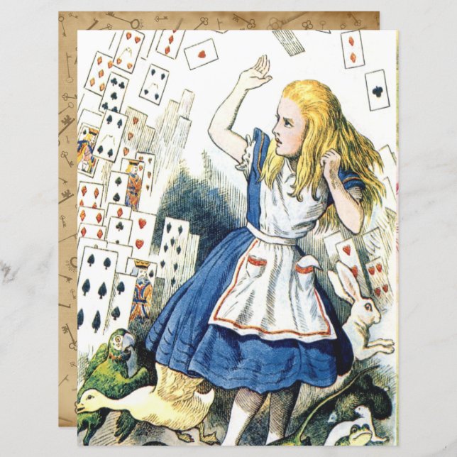 Alice in Wonderland Deck of Cards, Scrapbook Paper (Front/Back)