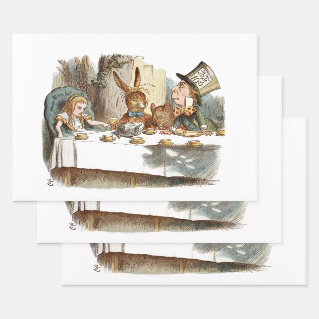 Alice in Wonderland Decoupage Decoupaging Wrapping Paper Sheet (Set)
