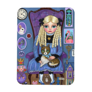 Alice in Wonderland & Dinah Cat Cute Fairy Tale Magnet