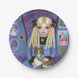 Alice in Wonderland & Dinah Cat Cute Fairy Tale Paper Plate