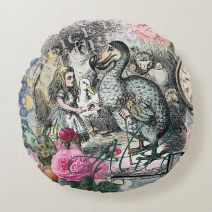 Alice in Wonderland Dodo Classic Tenniel Art Round Cushion