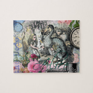 Alice in Wonderland Dodo  Vintage Pretty Collage Jigsaw Puzzle