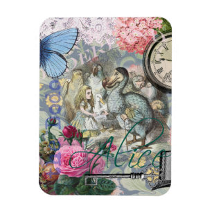 Alice in Wonderland Dodo  Vintage Pretty Collage Magnet