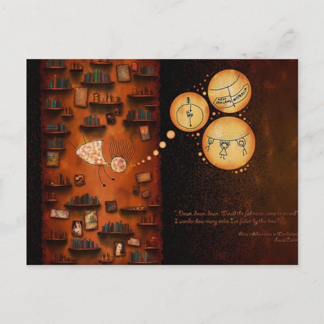Alice in Wonderland-Down The Rabbit-Hole Postcard (Front)