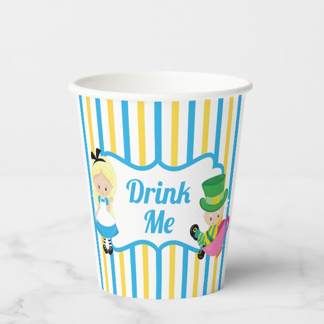 Alice in Wonderland Drink Me Cute Kids Tea Party Paper Cups (Front)