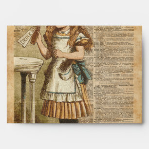 Alice In Wonderland Drink Me Vintage Book Page Art Envelope