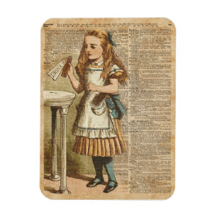 Alice In Wonderland Drink Me Vintage Book Page Art Magnet