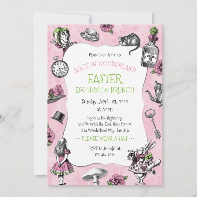 Alice in Wonderland Easter Brunch Invitation (Front)