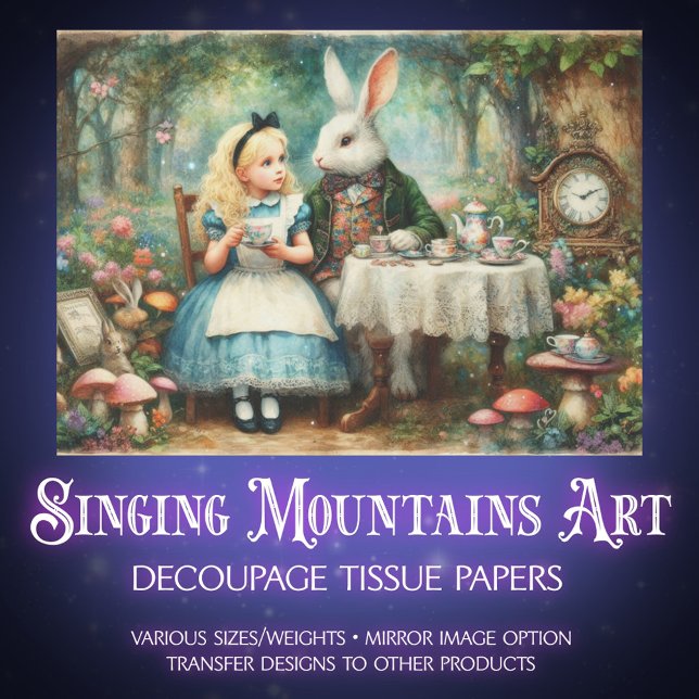 Alice in Wonderland Fairytale Tea Party Decoupage Tissue Paper (Creator Uploaded)