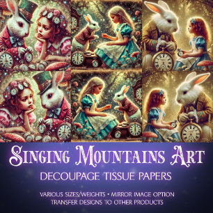 Alice In Wonderland Fantasy Art Decoupage Tissue Paper
