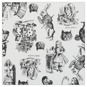 alice in wonderland fantasy illustration vintage fabric
