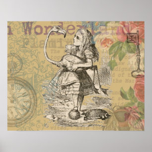 Alice in Wonderland Flamingo artwork art Poster