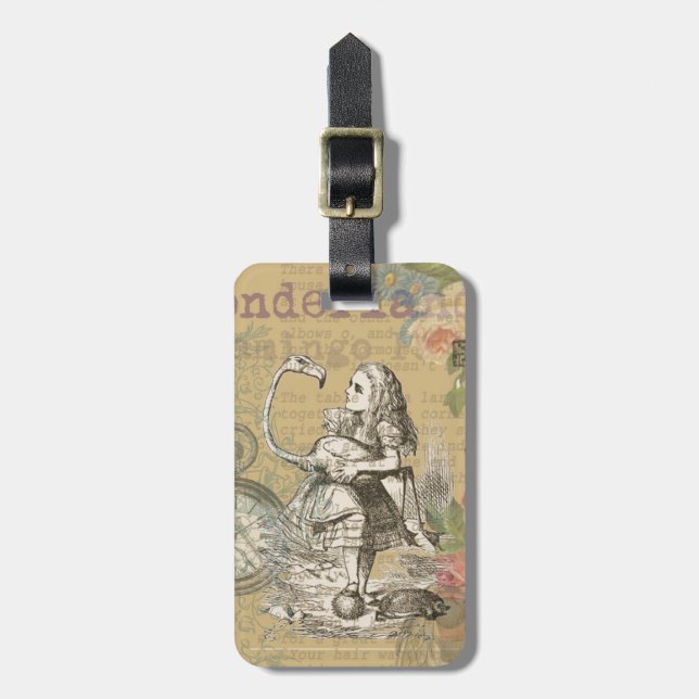 Alice in Wonderland Flamingo Classic Luggage Tag (Front Vertical)