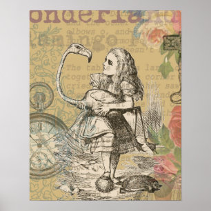 Alice in Wonderland Flamingo Poster