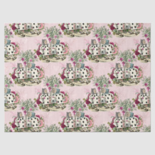 Alice in Wonderland Floral Cards on Pink Decoupage Tissue Paper