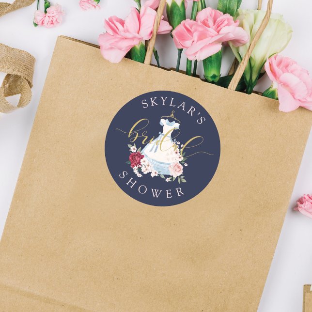 Alice in Wonderland Floral Dress Bridal Shower Classic Round Sticker (Creator Uploaded)