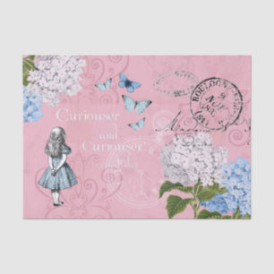 Alice in Wonderland Floral Pink Blue Tissue Paper
