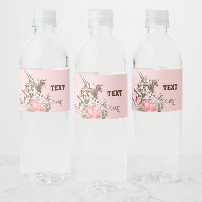 alice in wonderland,  floral Water Bottle Label (Bottles)