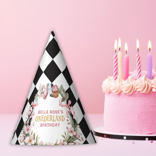 Alice in Wonderland Flower Frame 1st birthday Party Hat (Creator Uploaded)