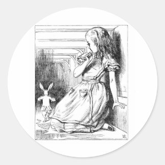 Alice in Wonderland Following White Rabbit Classic Round Sticker