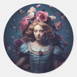 Alice In Wonderland Gift Card Classic Round Sticker