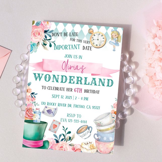 Alice in Wonderland Girl Birthday Invitation (Alice in Wonderland Girl BIrthday Invitation)