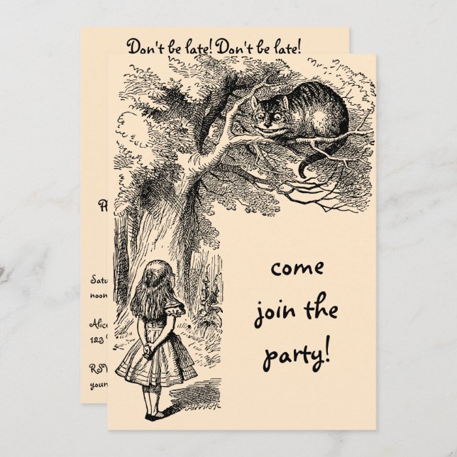 Alice in Wonderland Girl Birthday Party Invitation (Front/Back)