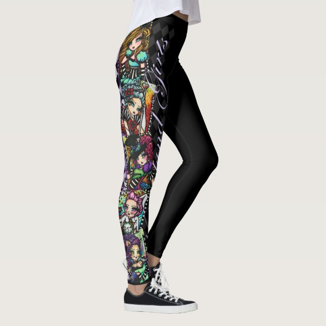 Alice in Wonderland Girls Mad Hatter Cheshire Cat Leggings (Right)