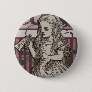 Alice In Wonderland Grunge (Pink) 6 Cm Round Badge