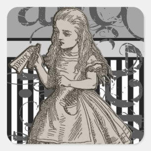 Alice In Wonderland Grunge Square Sticker