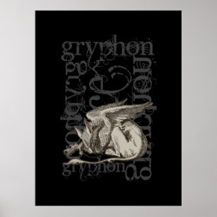 Alice In Wonderland Gryphon Grunge (Single Figure) Poster