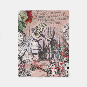Alice in Wonderland Hatter and Rabbit Fleece Blanket
