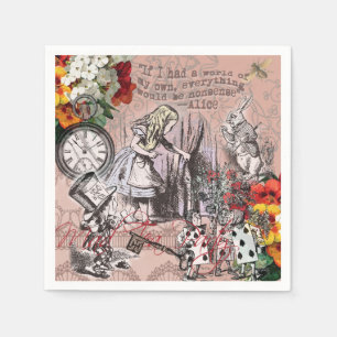 Alice in Wonderland Hatter and Rabbit Napkin