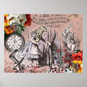 Alice in Wonderland Hatter and Rabbit Poster