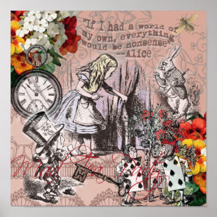 Alice in Wonderland Hatter and Rabbit Poster