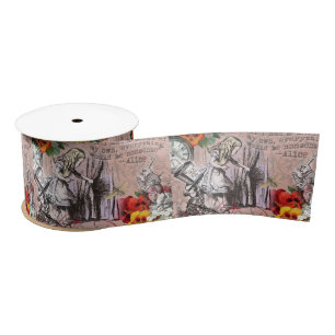 Alice in Wonderland Hatter and Rabbit Satin Ribbon