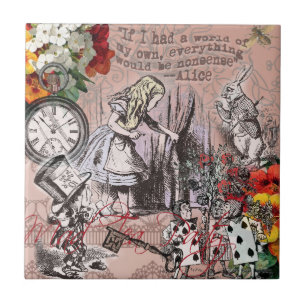 Alice in Wonderland Hatter and Rabbit Tile