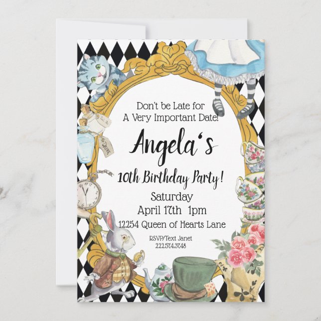 Alice in Wonderland Invitation (Front)