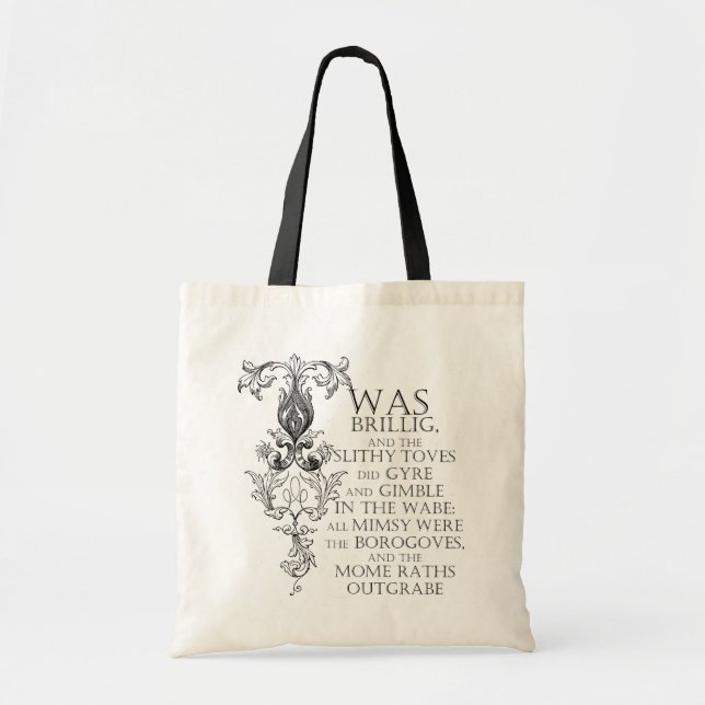 Alice In Wonderland Jabberwocky Poem Tote Bag (Front)