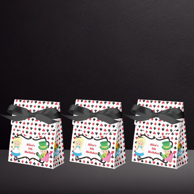 Alice in Wonderland Kids Birthday Party Black Red Favour Box (Creator Uploaded)