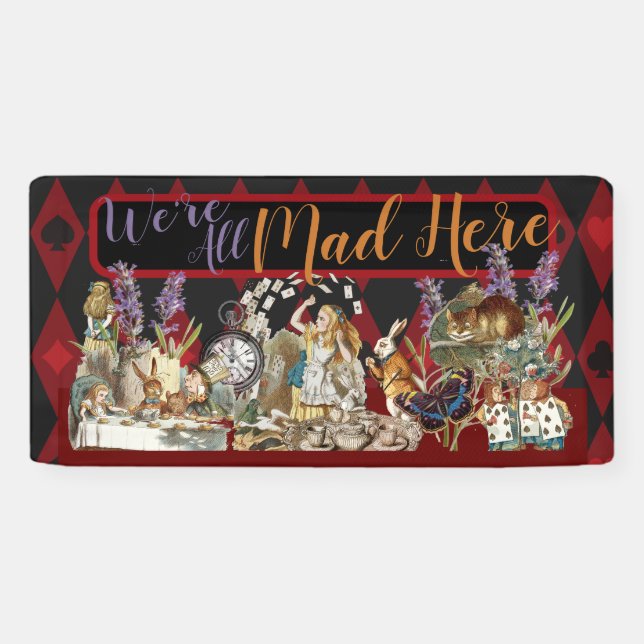 Alice in Wonderland Mad Cheshire Cat Banner (Horizontal)