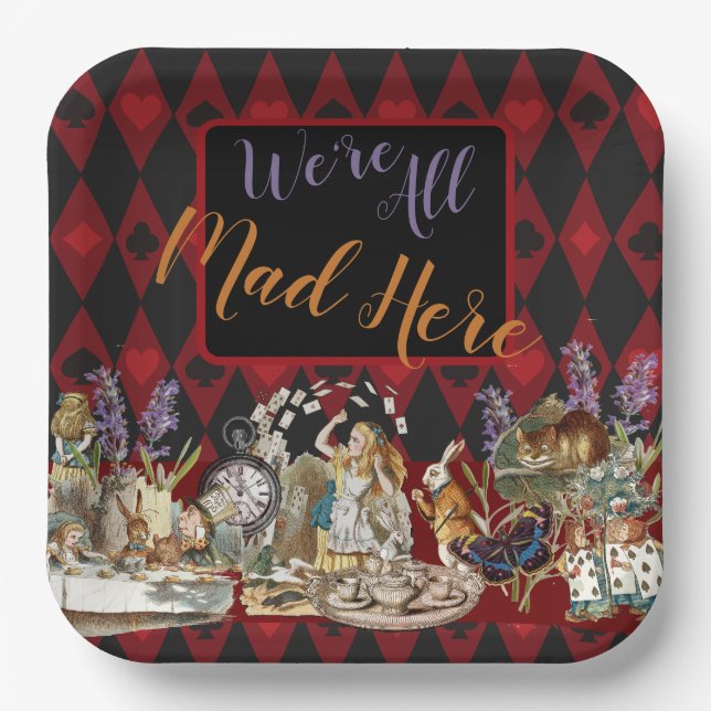 Alice in Wonderland Mad Cheshire Cat Paper Plate (Front)