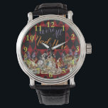 Alice in Wonderland Mad Cheshire Cat Watch<br><div class="desc">This colourful new design is based on Alice in Wonderland classic drawings,  from the 1800s,  showing the mad tea party with Alice,  the Mad Hatter,  the Cheshire Cat,  and the White Rabbit as well as a variety of characters. From Alice in Wonderland by Lewis Carroll.</div>