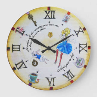 Alice in Wonderland mad contraclockwise Large Clock